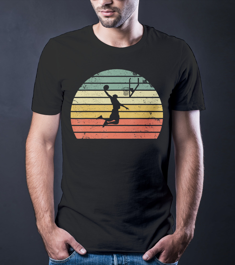 Vintage Basketball Dunk Sunset Retro T-Shirt