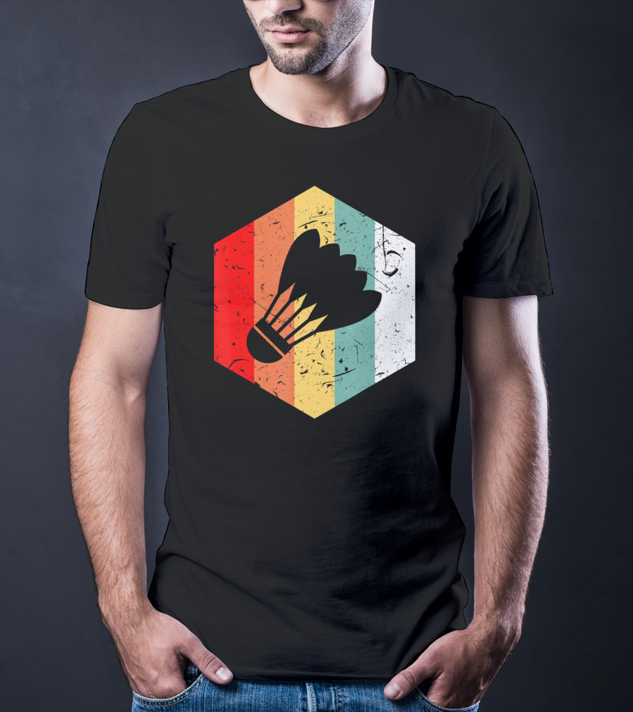 Vintage Shuttlecock Retro Hexagon Sports T-Shirt