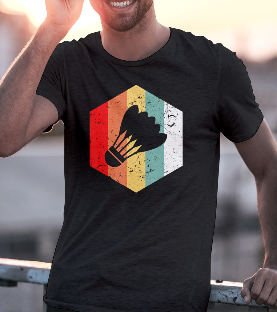 Vintage Shuttlecock Retro Hexagon Sports T-Shirt