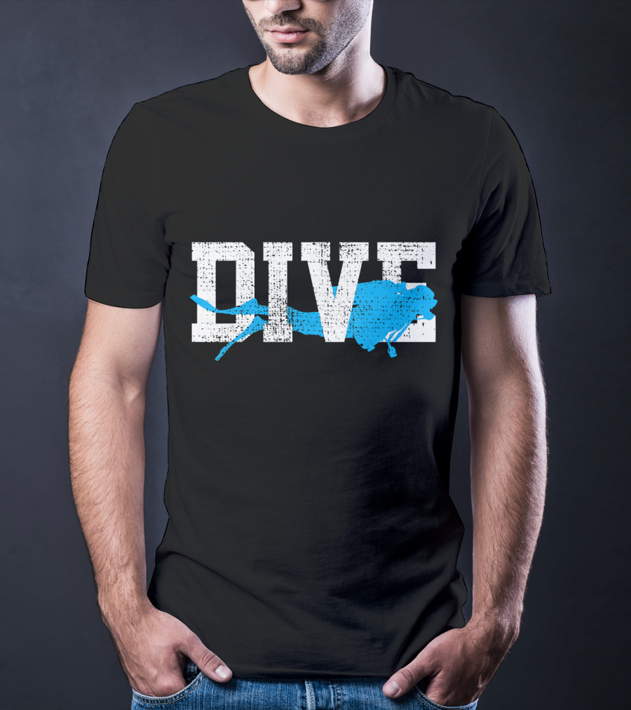 Vintage Scuba Diving Dive Diver Station Scho Bold Dive Text With Diver T-Shirt