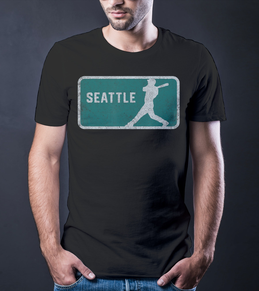 Seattle Vintage Baseball Player Silhouette SEA T-Shirt