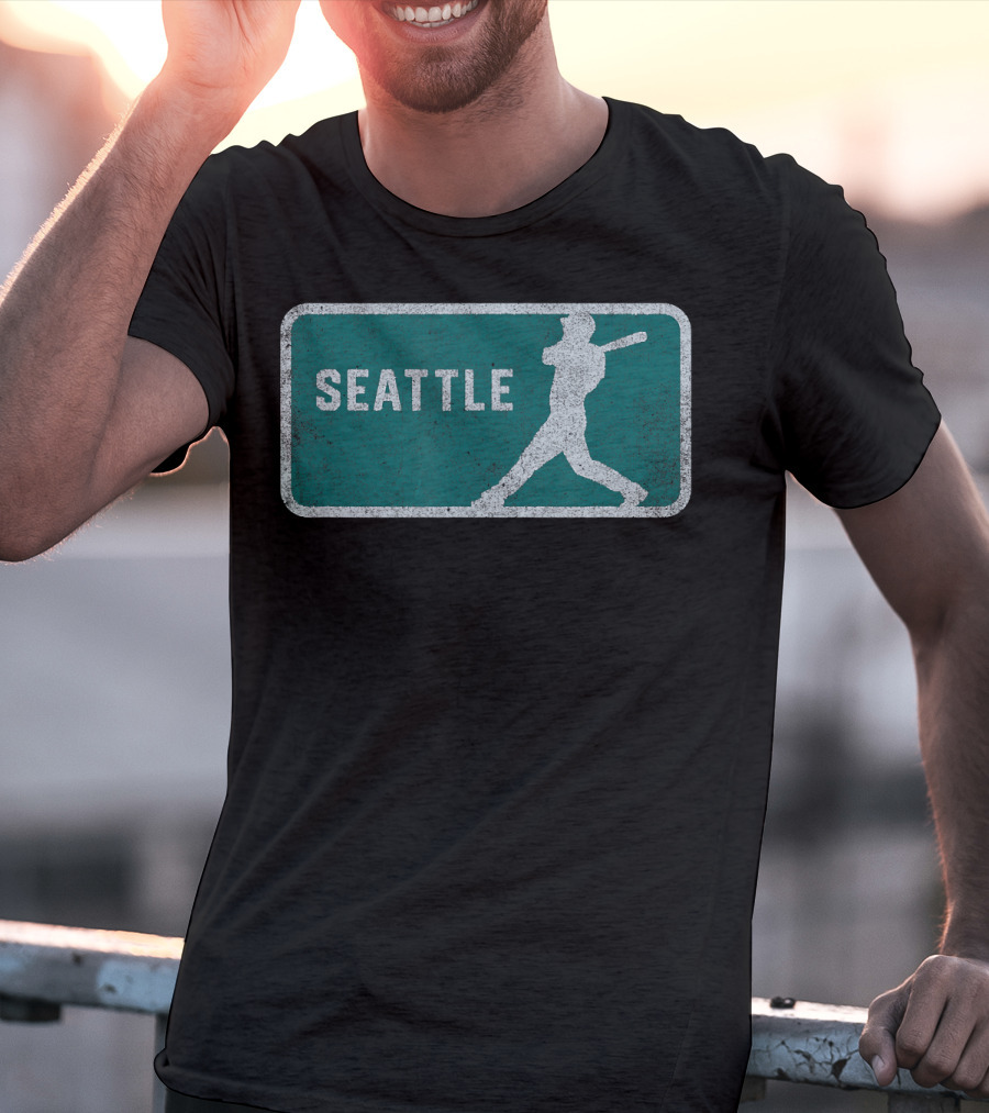 Seattle Vintage Baseball Player Silhouette SEA T-Shirt