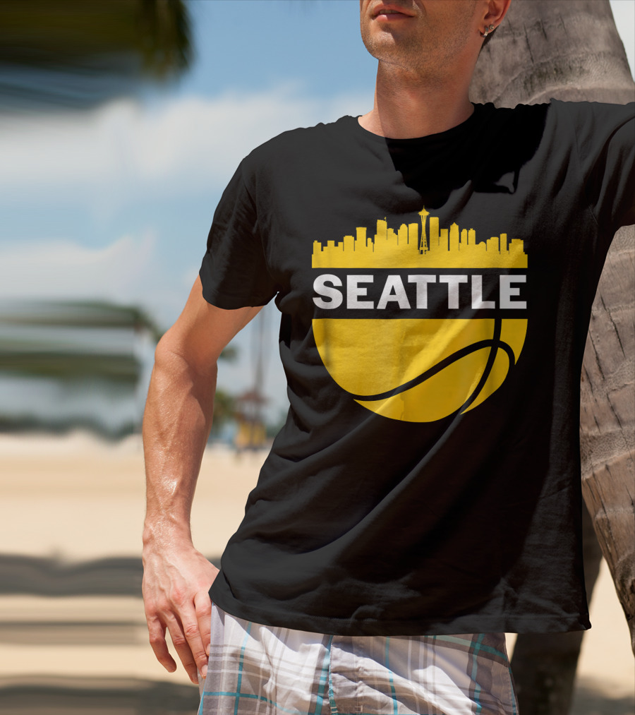 Seattle Skyline Basketball Cityscape Vintage T-Shirt