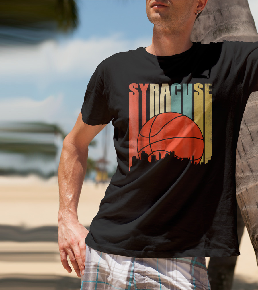 Syracuse New York Vintage City Skyline Basketball T-Shirt