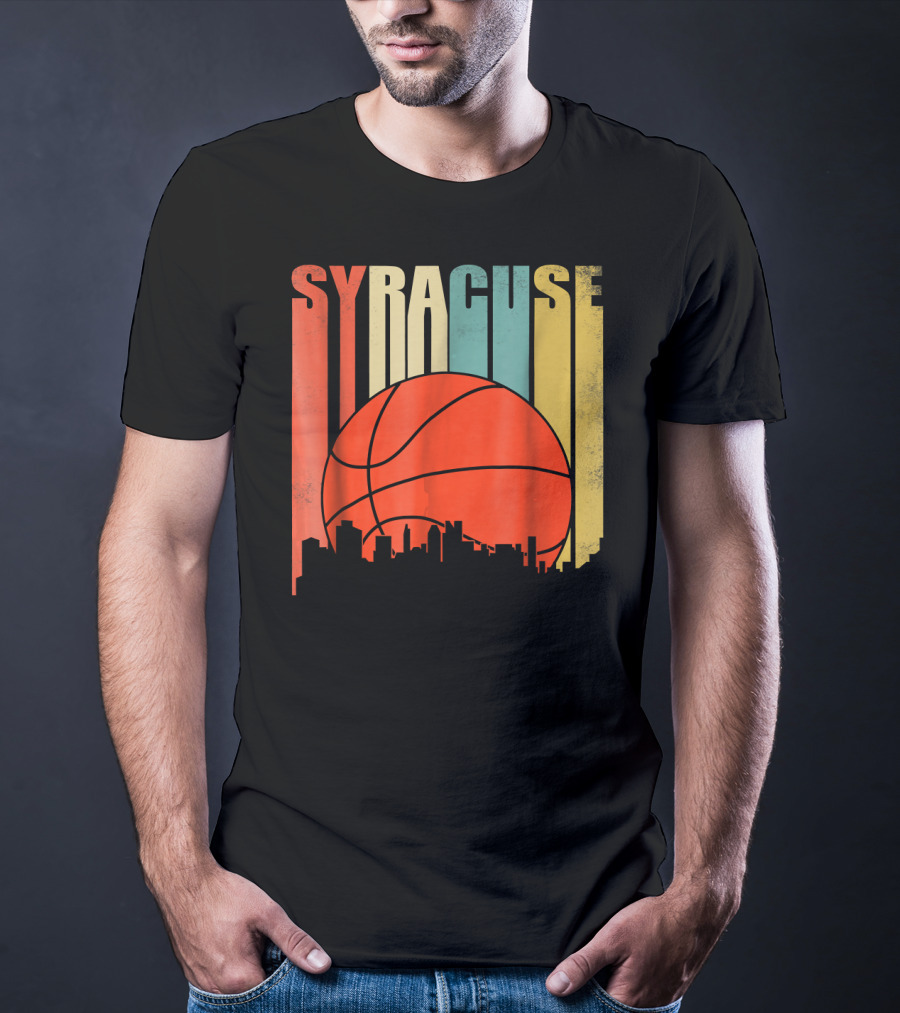 Syracuse New York Vintage City Skyline Basketball T-Shirt
