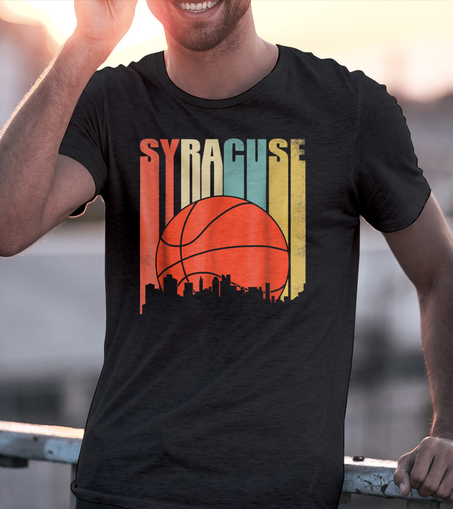 Syracuse New York Vintage City Skyline Basketball T-Shirt