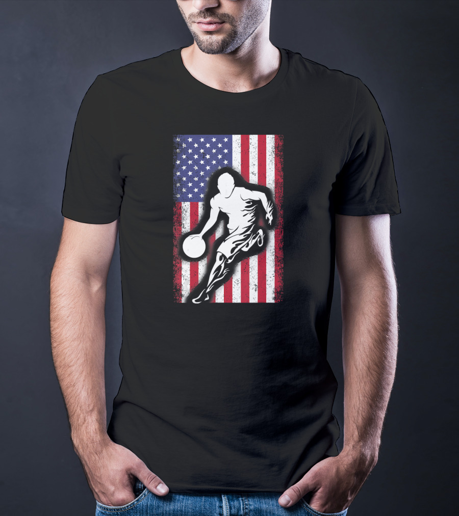 Vintage USA American Flag Player Basketball T-Shirt