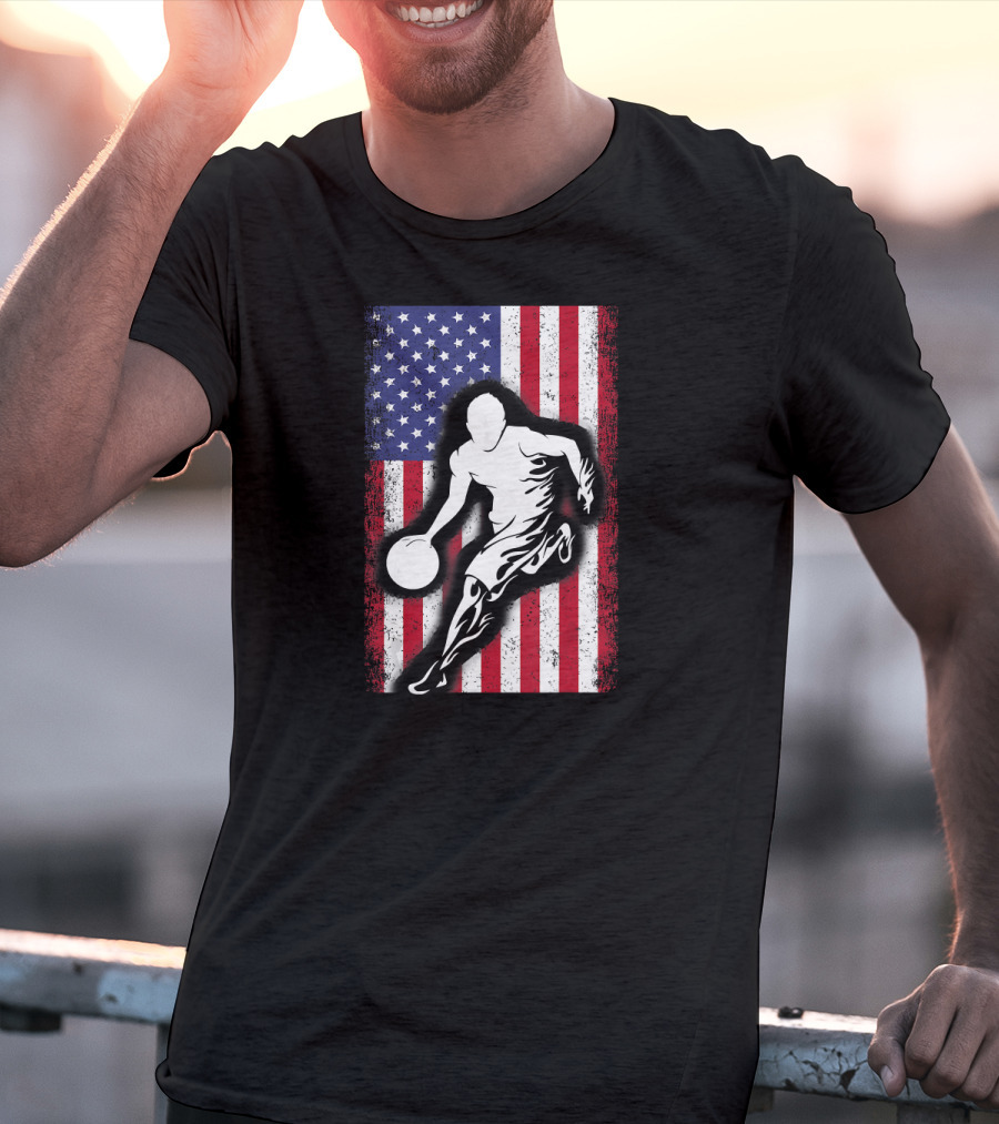 Vintage USA American Flag Player Basketball T-Shirt