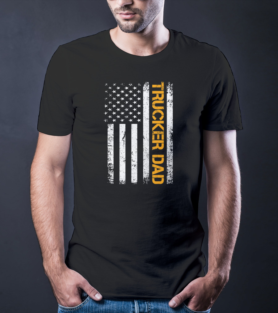 Trucker Dad Vintage American Flag USA T-Shirt