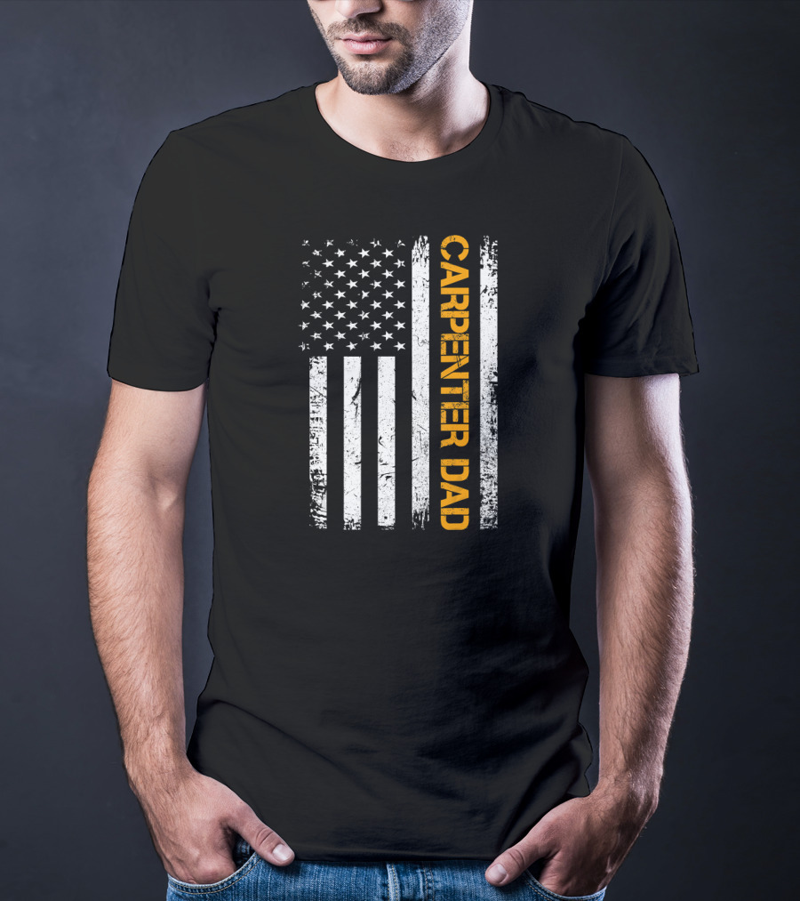 Vintage USA Carpenter Dad American Flag Woodworking T-Shirt