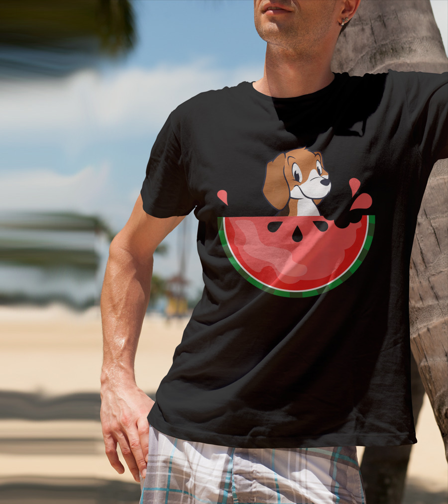 Watermelon With Beagle Summer Vacation Fun T-Shirt