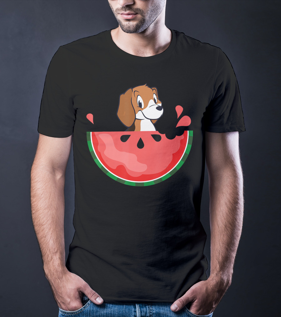 Watermelon With Beagle Summer Vacation Fun T-Shirt