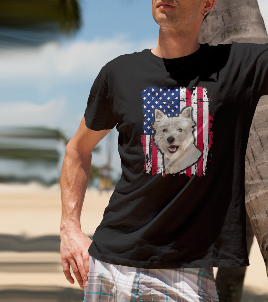 Westie USA Flag Independence Day T-Shirt