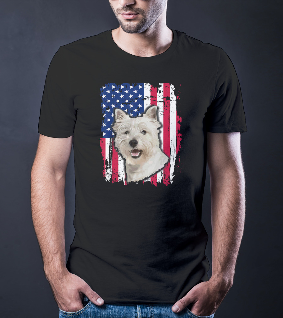 Westie USA Flag Independence Day T-Shirt
