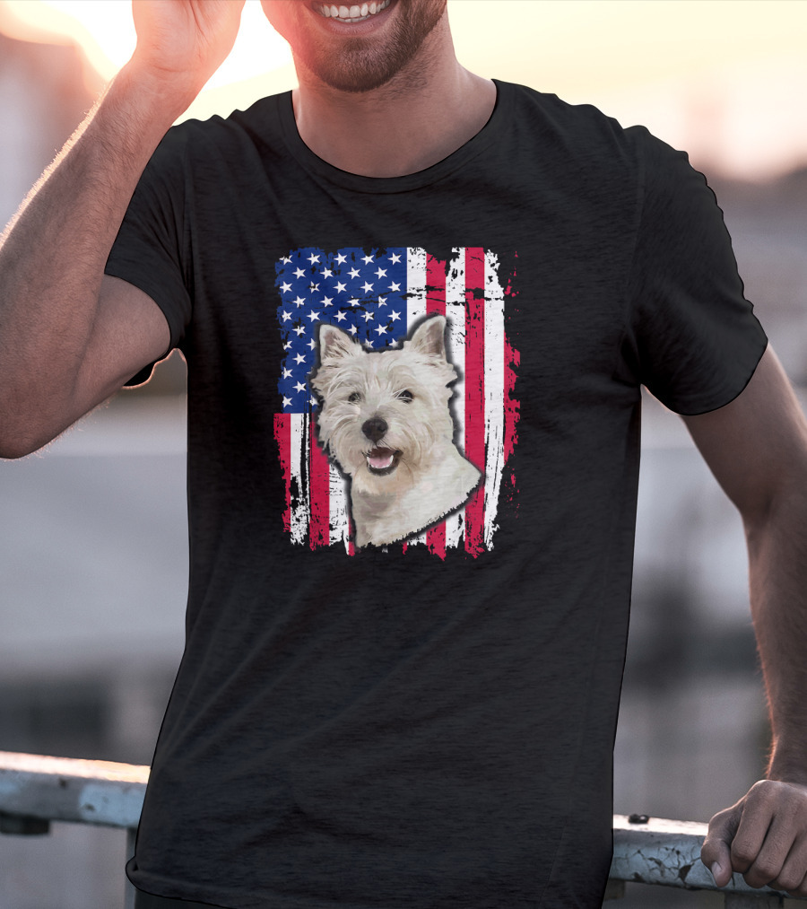 Westie USA Flag Independence Day T-Shirt