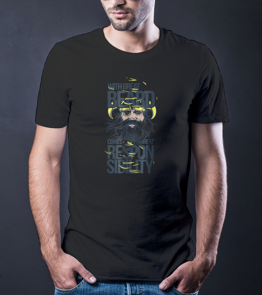 With Great Beard Comes Great Responsibility Thor Viking Aesthetic T-Shirt