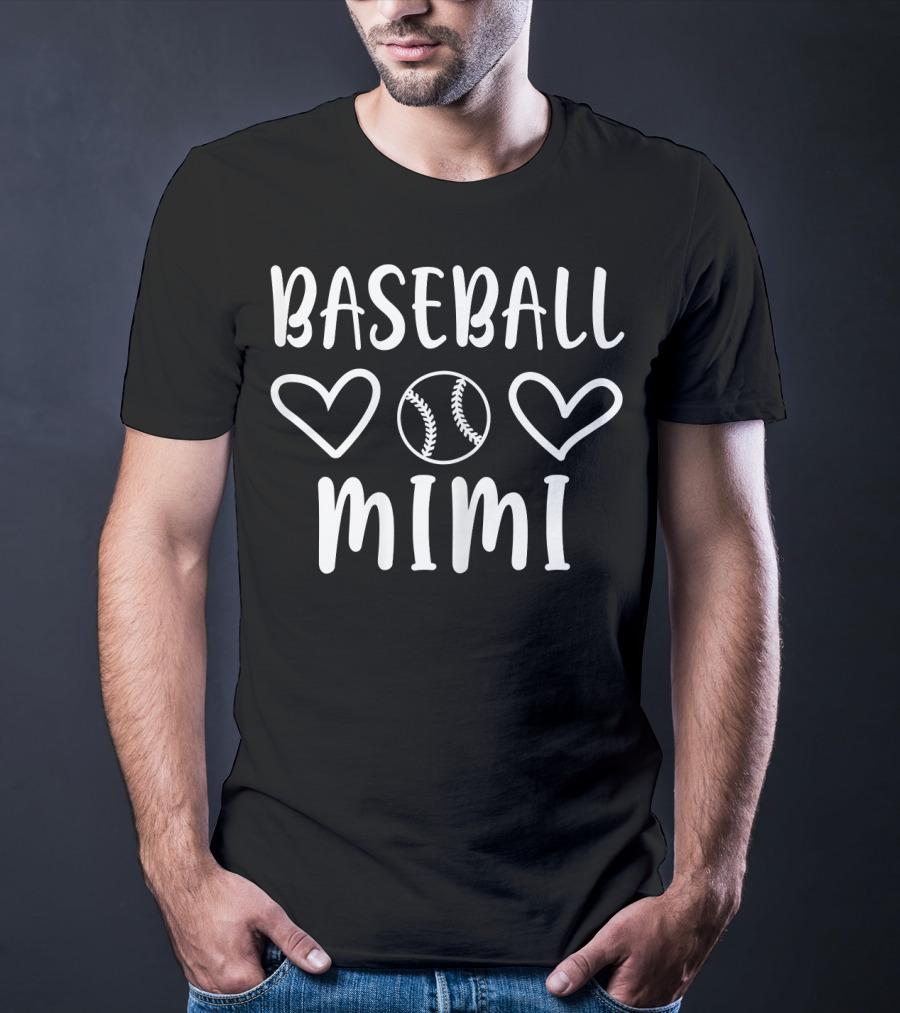 Baseball Mimi Heart Graphic Team Gra T-Shirt