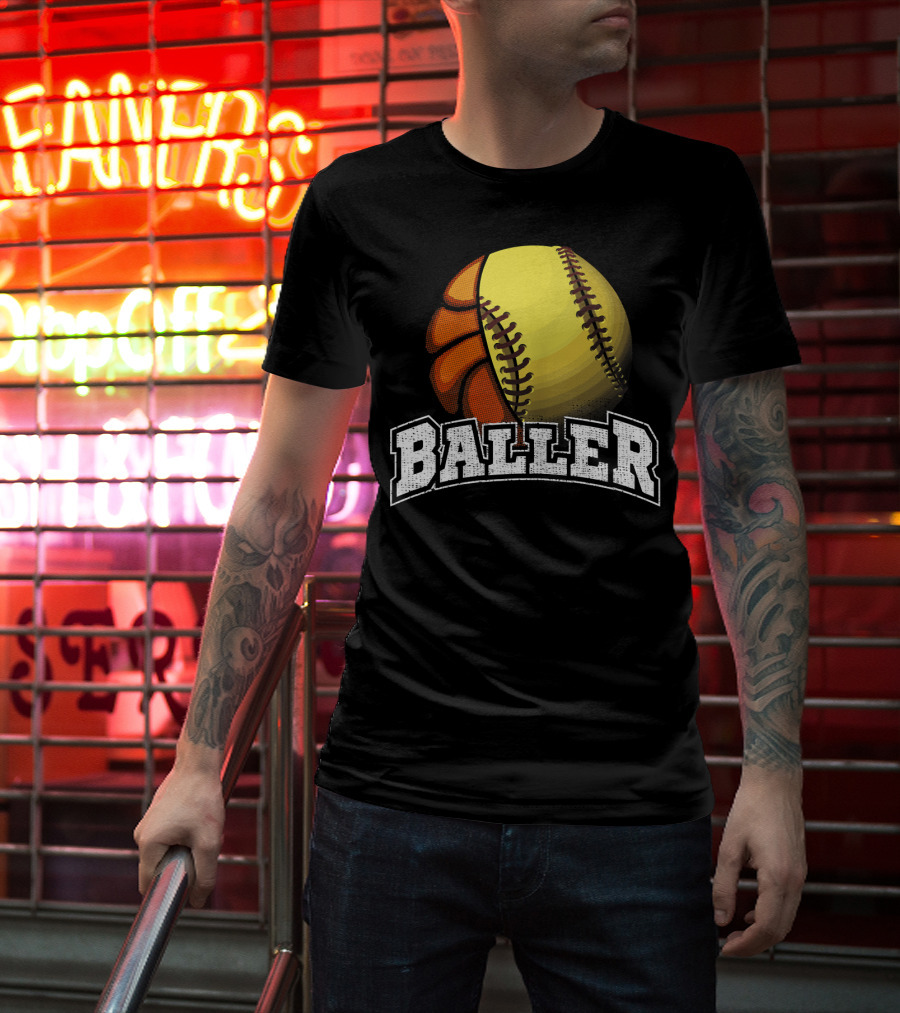 Baller Funny Girls Softball Basketball Combo T-Shirt