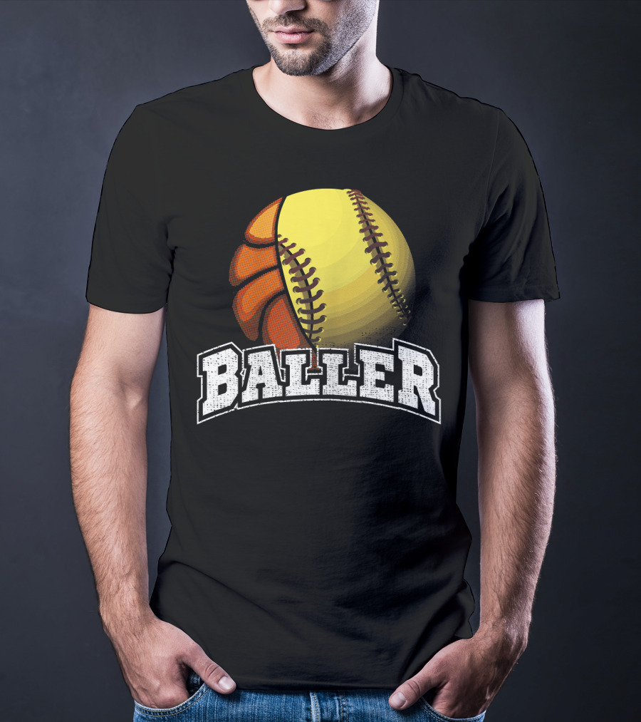 Baller Funny Girls Softball Basketball Combo T-Shirt
