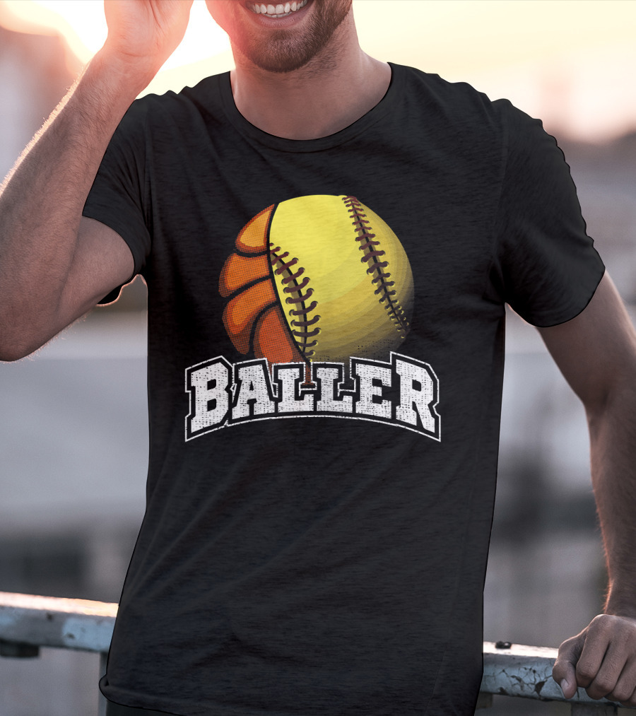 Baller Funny Girls Softball Basketball Combo T-Shirt