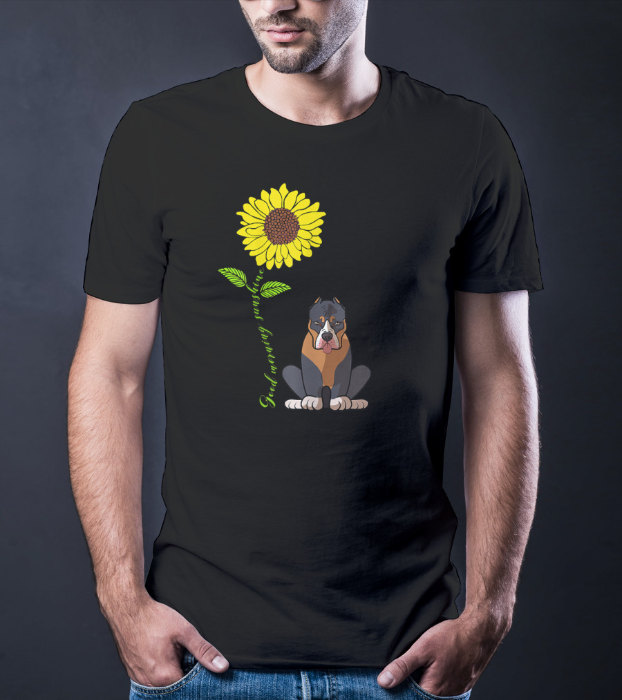 Good Morning Sunshine Pitbull With Sunflower T-Shirt