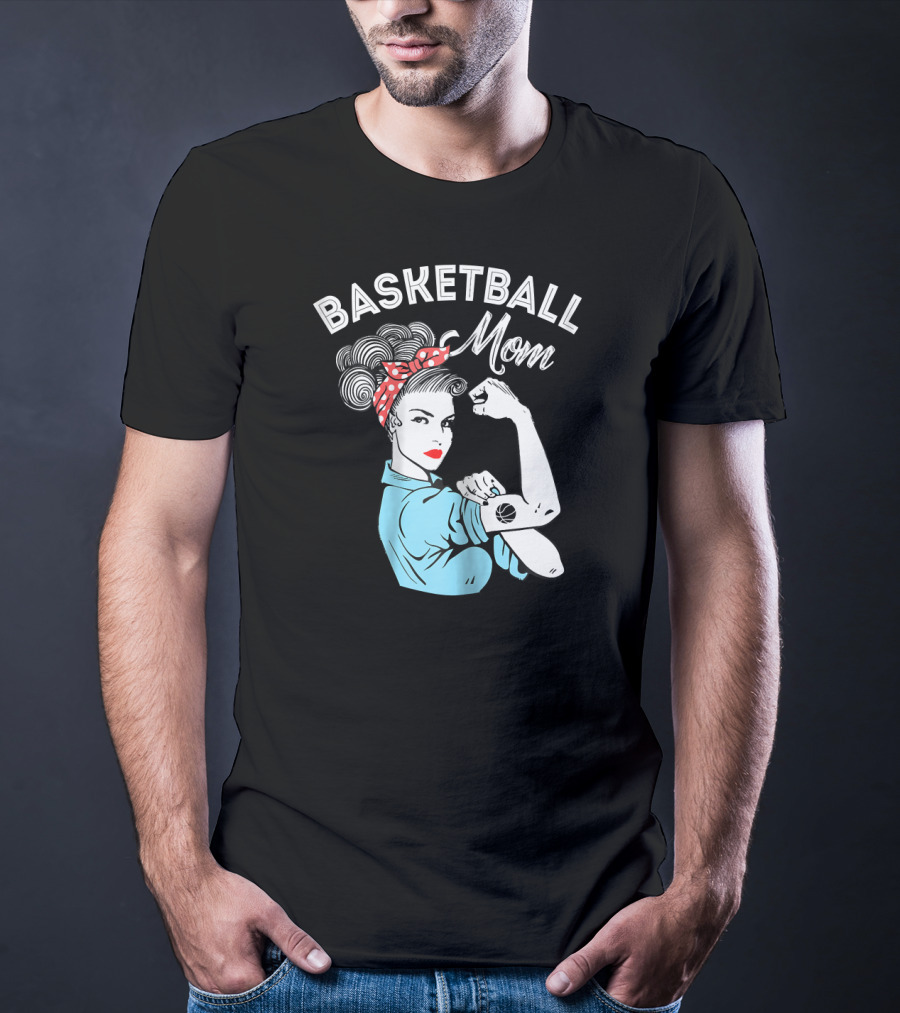 Basketball Mom Retro Strong Iconic Rosie Flexing T-Shirt