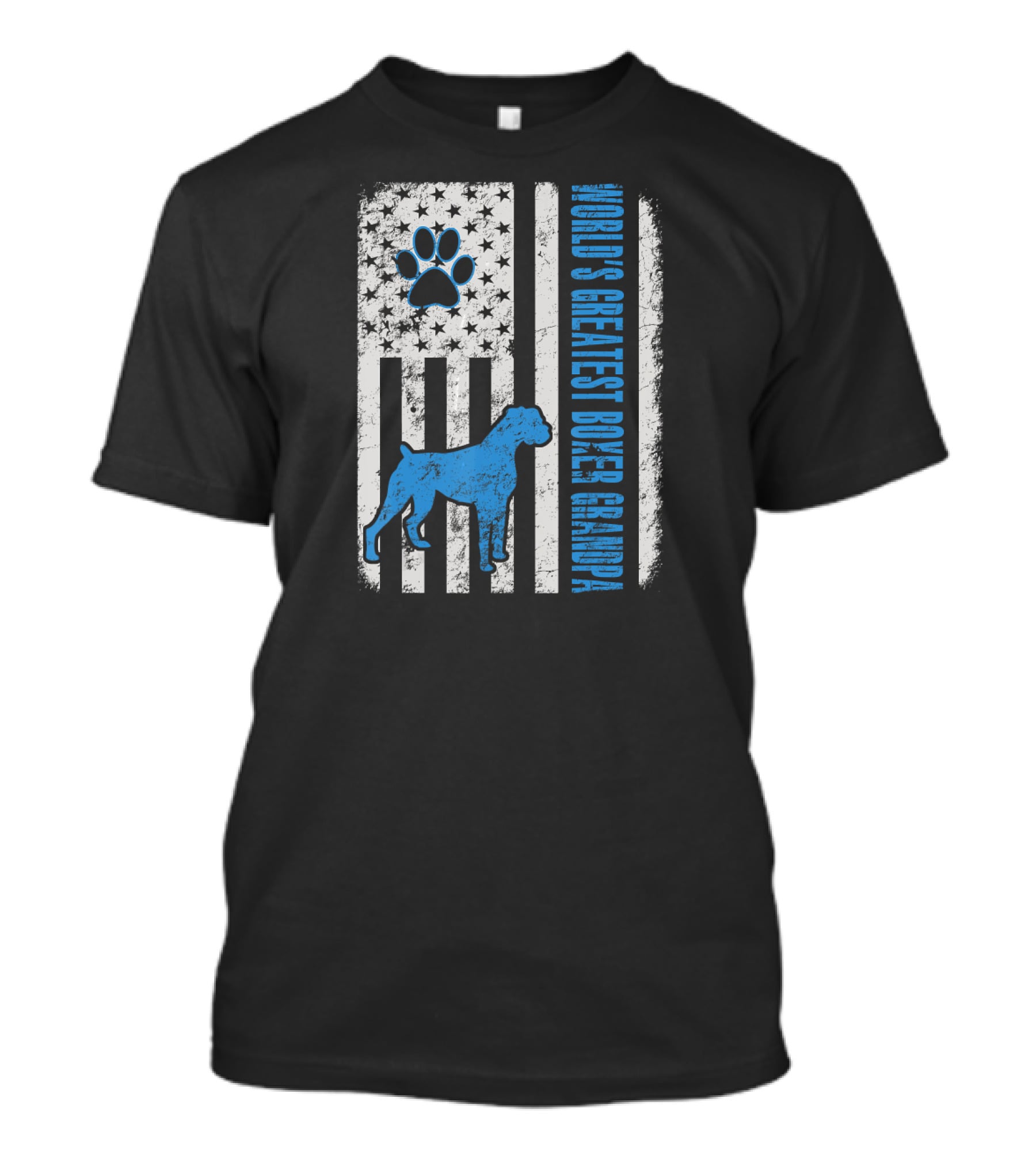 World's Greatest Boxer Grandpa American Flag Dog Paw Prints T-Shirt
