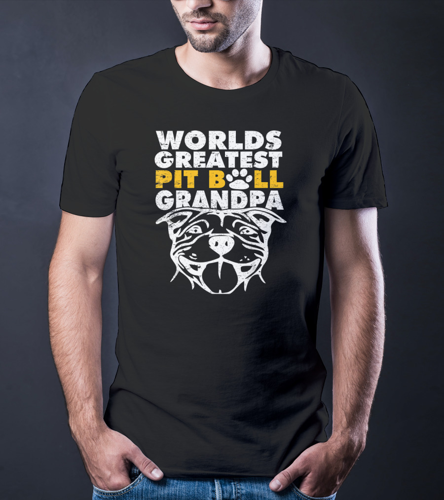 Worlds Greatest Pit Bull Grandpa Dog Love T-Shirt