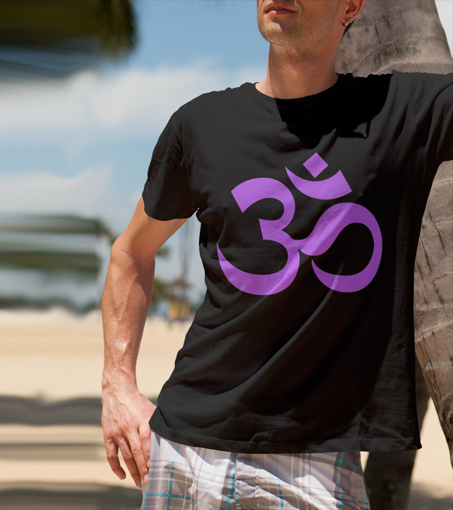 Yoga Aum OM Spiritual Symbol In Purple T-Shirt