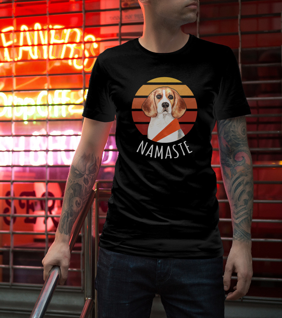 Namaste Beagle Sunset Yoga T-Shirt