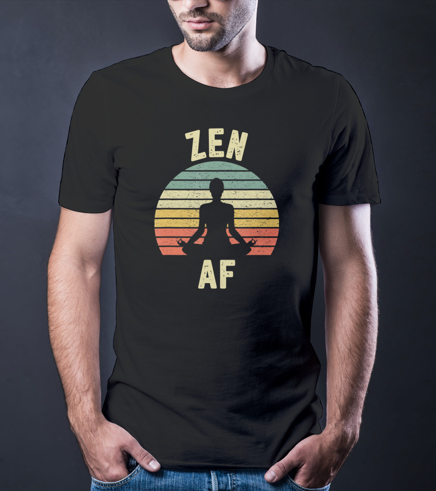 ZEN AF Yoga Retro Sunset Meditation T-Shirt