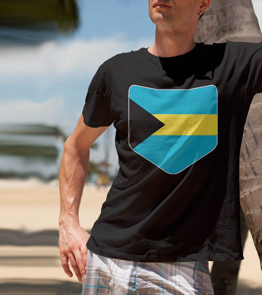 The Bahamas Flag Pocket Design With Bahami Branding T-Shirt