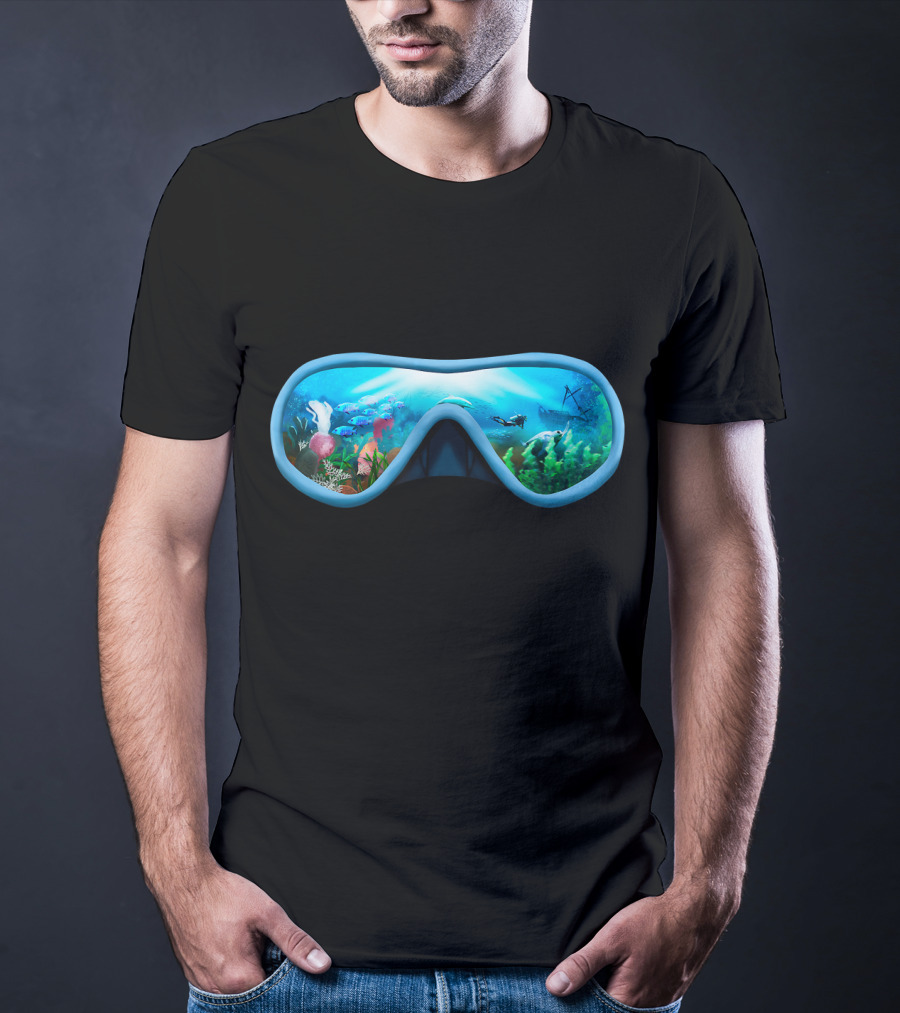 Scuba Diving Mask Underwater Adventure Coral Reef With Diver T-Shirt