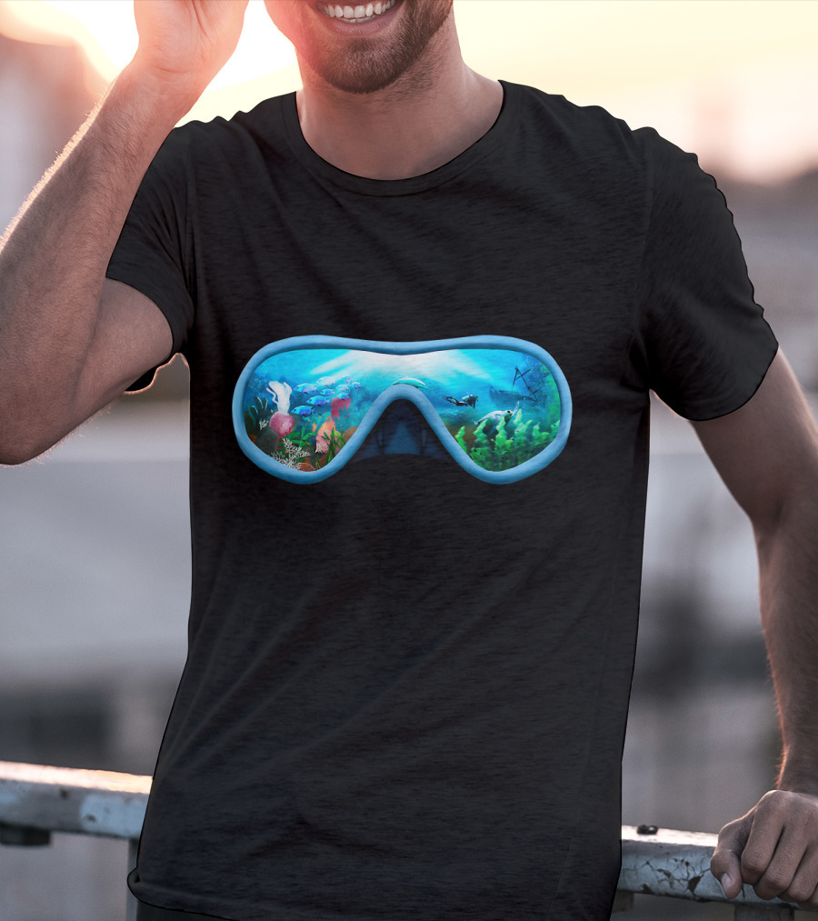 Scuba Diving Mask Underwater Adventure Coral Reef With Diver T-Shirt