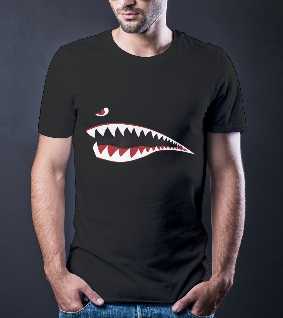 Shark Nose Art WWII Green Military Airplane Iconic T-Shirt