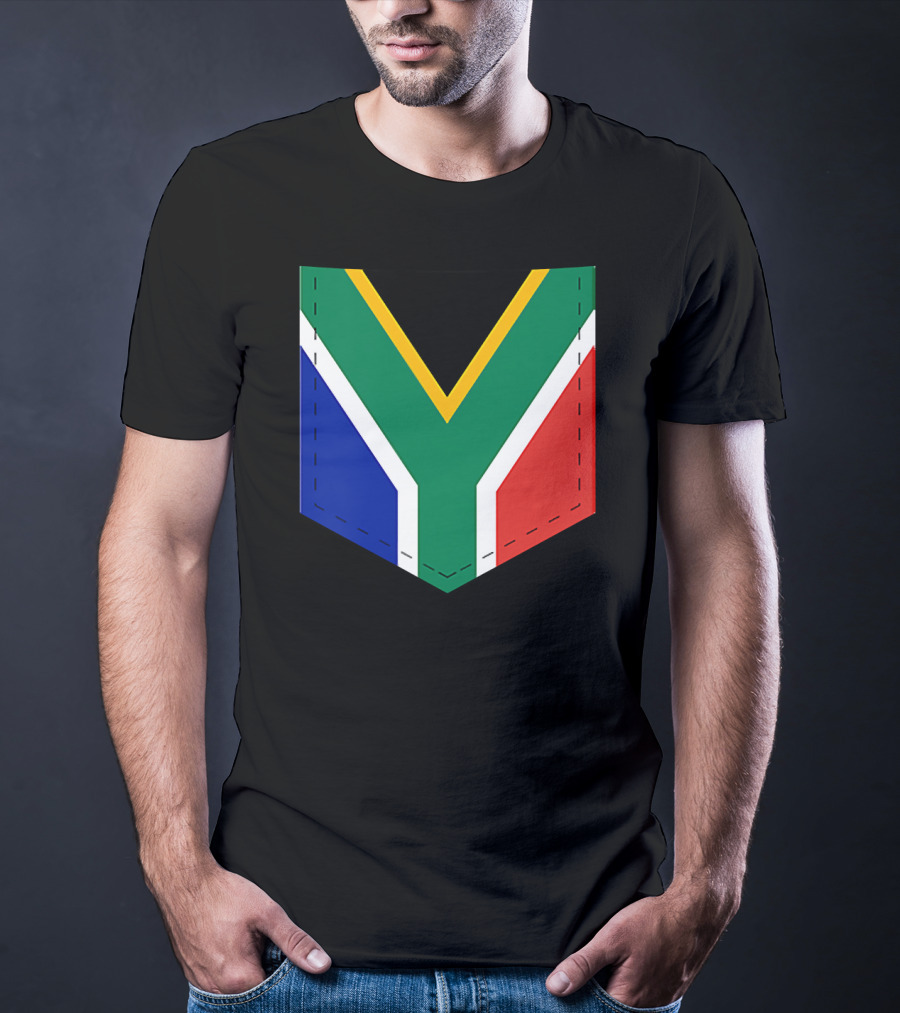 South Africa Flag Pocket Style With Printed Sout T-Shirt