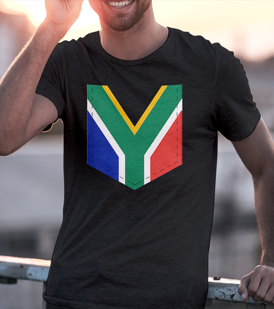 South Africa Flag Pocket Style With Printed Sout T-Shirt