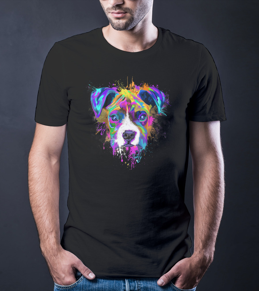 Colorful Splash Boxer Dog Pup Lover T-Shirt