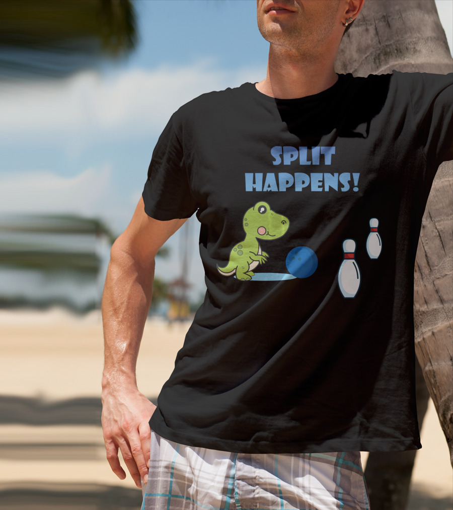 Split Happens Dino T-Rex Bowlingpin Fun T-Shirt