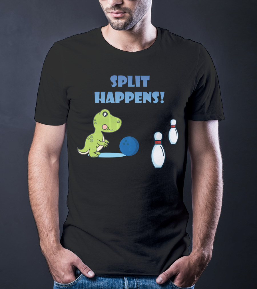 Split Happens Dino T-Rex Bowlingpin Fun T-Shirt