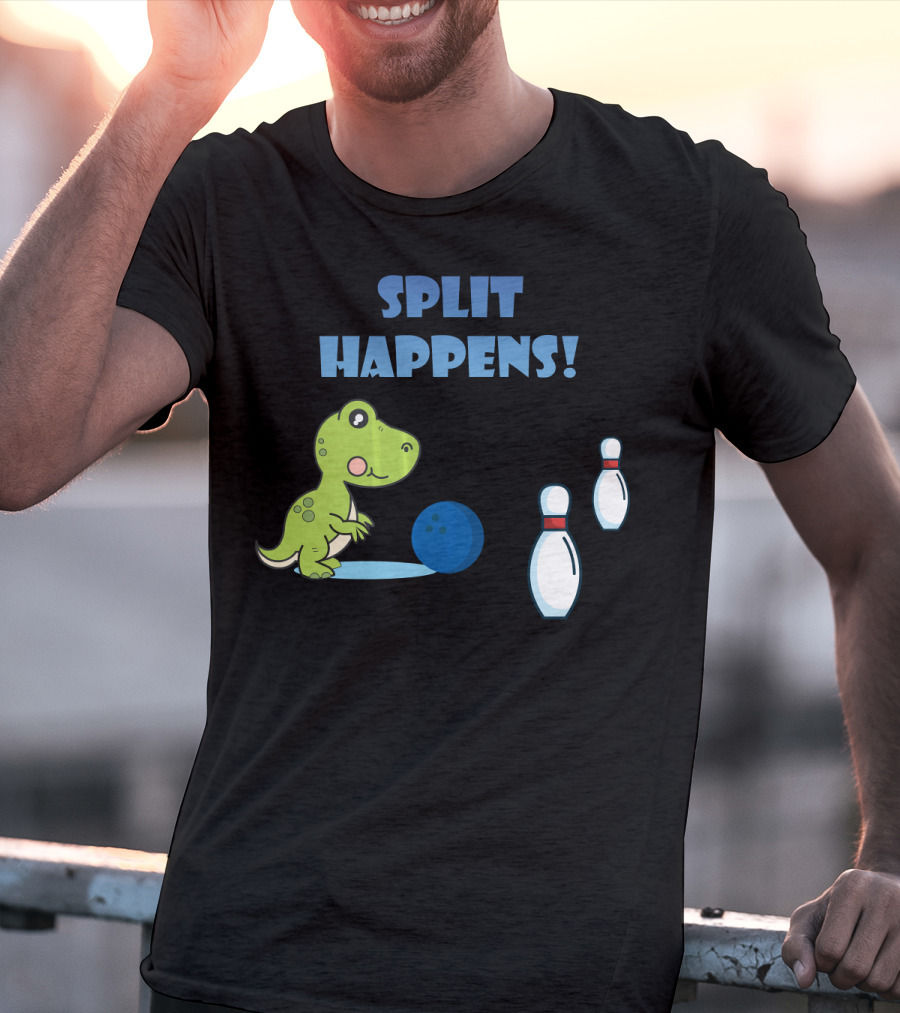 Split Happens Dino T-Rex Bowlingpin Fun T-Shirt