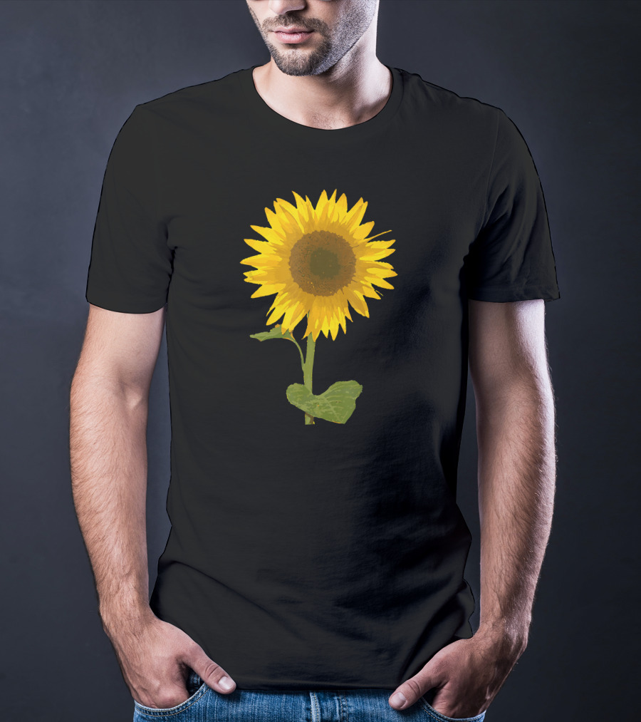 Sunflower Black Background Image T-Shirt