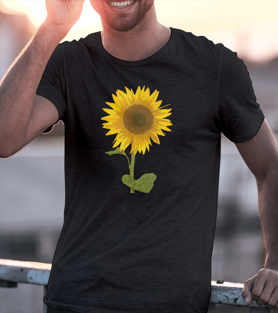 Sunflower Black Background Image T-Shirt