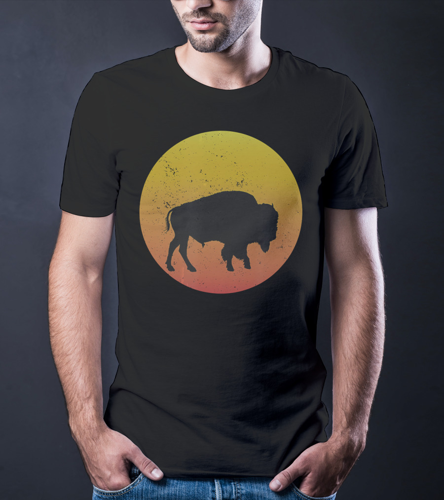 Sunset Plains Bison Vintage Circle T-Shirt