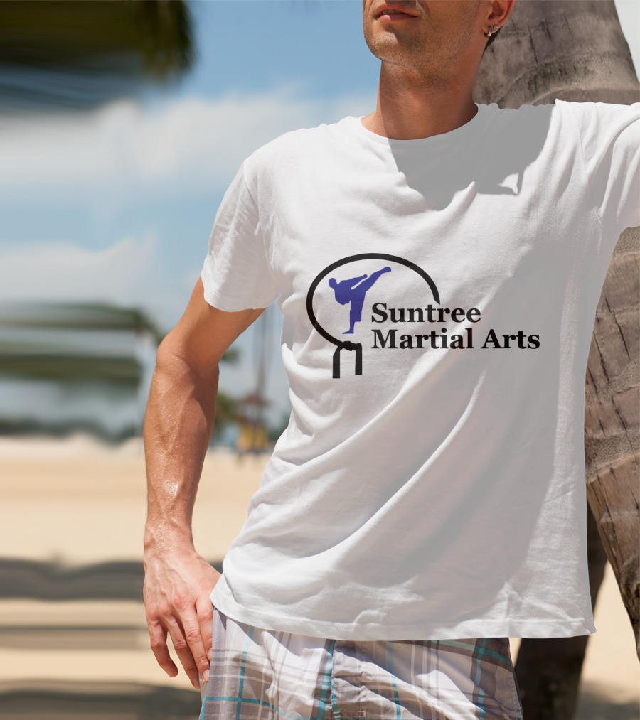 Suntree Martial Arts Logo With Blue Kicking T-Shirt