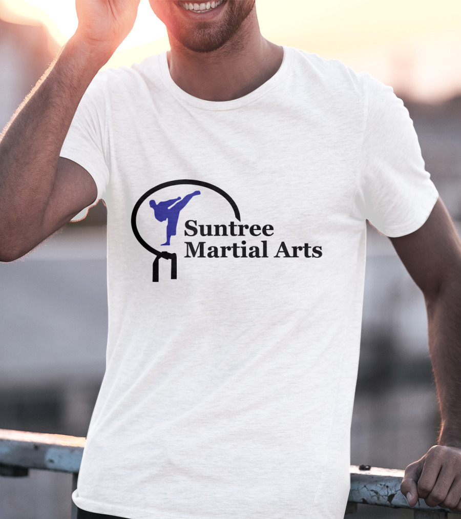 Suntree Martial Arts Logo With Blue Kicking T-Shirt