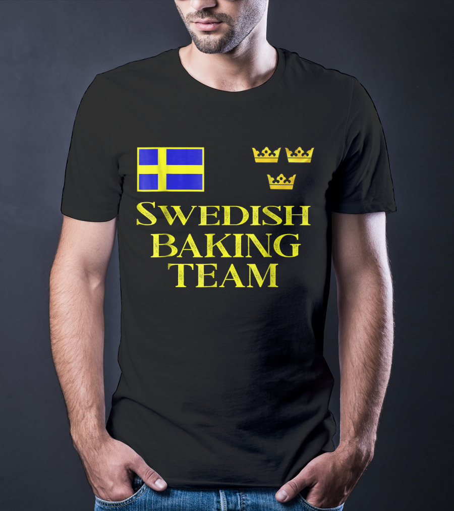 Swedish Baking Team Christmas Cookies Swedish Flag And Three Crowns T-Shirt
