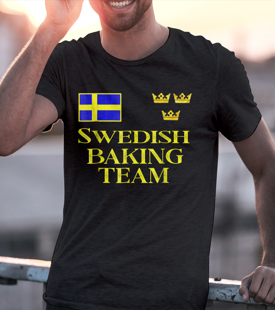 Swedish Baking Team Christmas Cookies Swedish Flag And Three Crowns T-Shirt