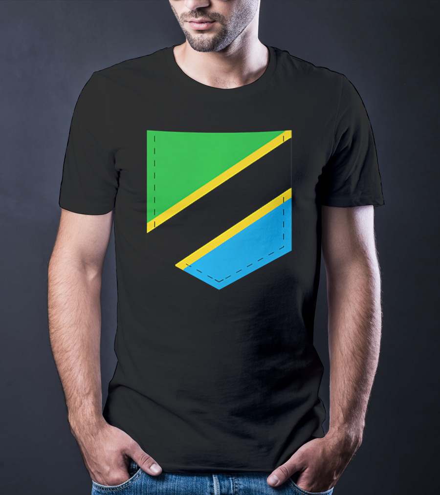 Tanzania Flag With Printed Tanzani Pocket T-Shirt