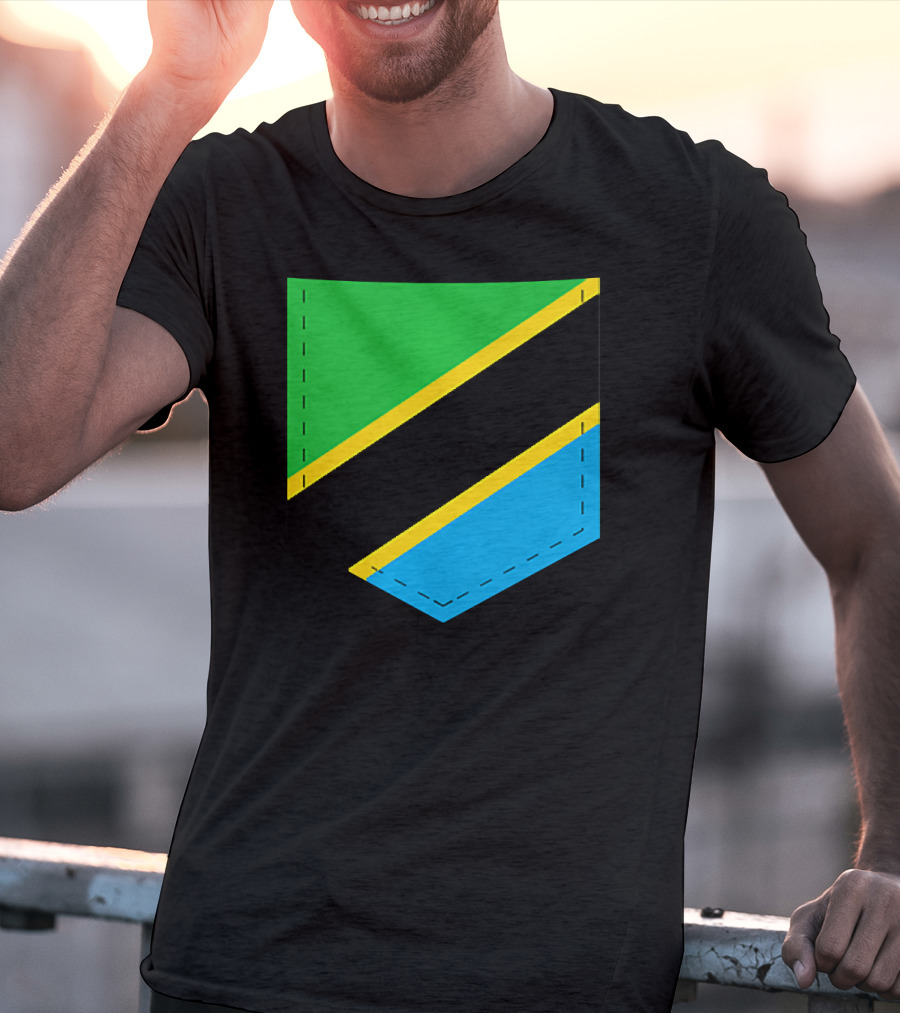 Tanzania Flag With Printed Tanzani Pocket T-Shirt